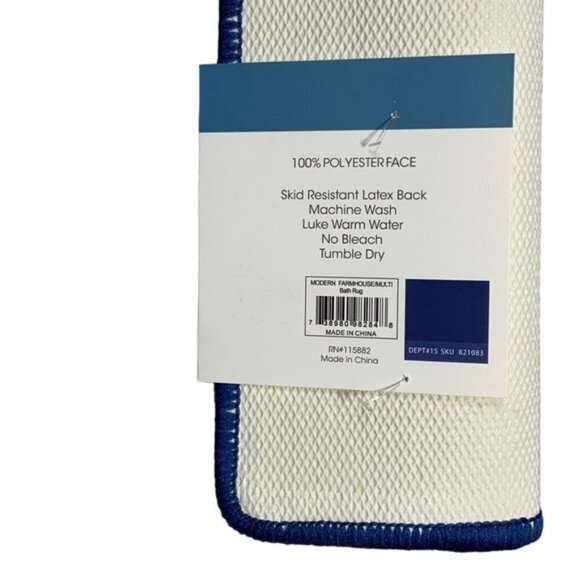 Modern Farmhouse Welcome Home Accent Matt Rug 20 x 32 Inch Blue White - Picture 6 of 14